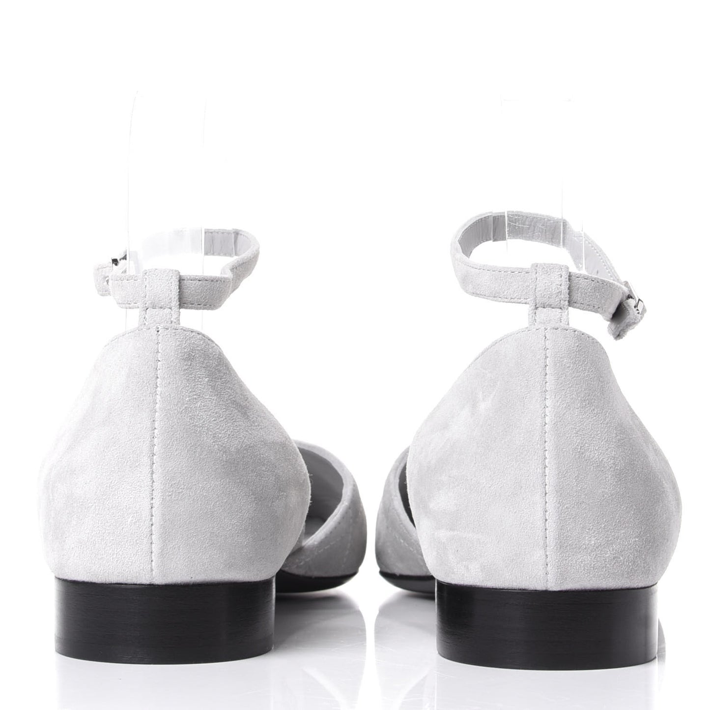 Suede Grosgrain Cap Toe CC Ankle Strap Sandals 39.5 Grey Black