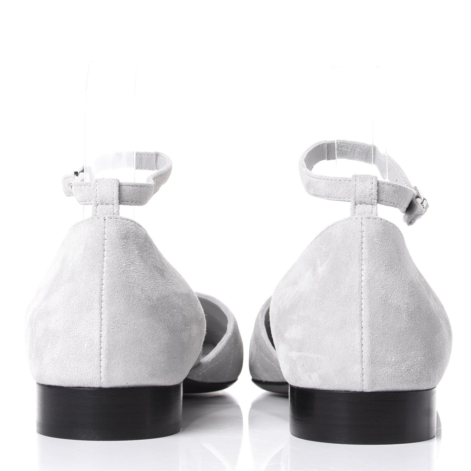 Chanel Suede Grosgrain Cap Toe CC Ankle Strap Sandals 39.5 Grey Black 6 of 10