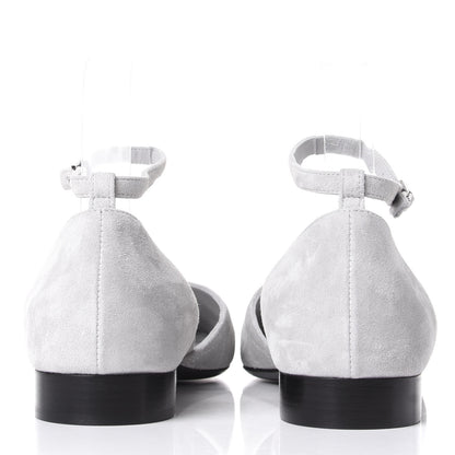 Chanel Suede Grosgrain Cap Toe CC Ankle Strap Sandals 39.5 Grey Black 6 of 10