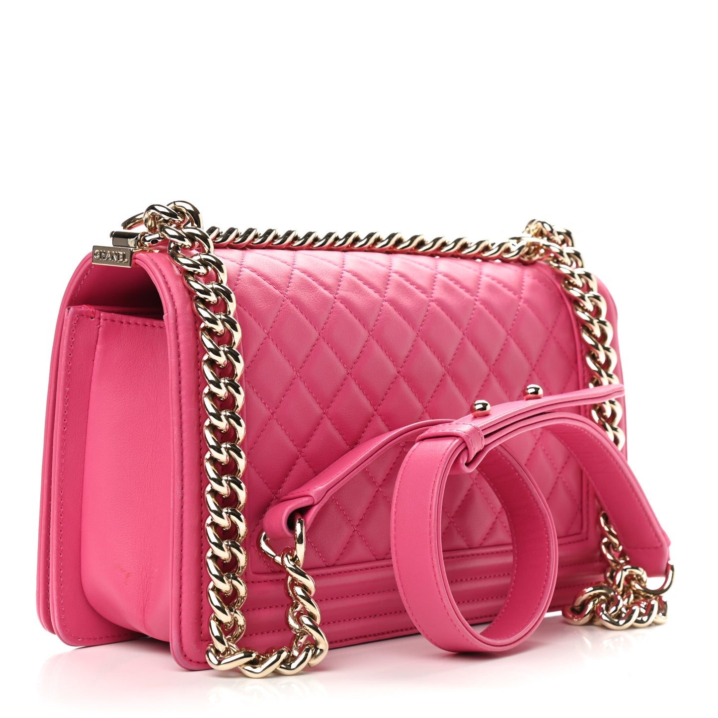 Lambskin Quilted Medium Boy Flap Pink
