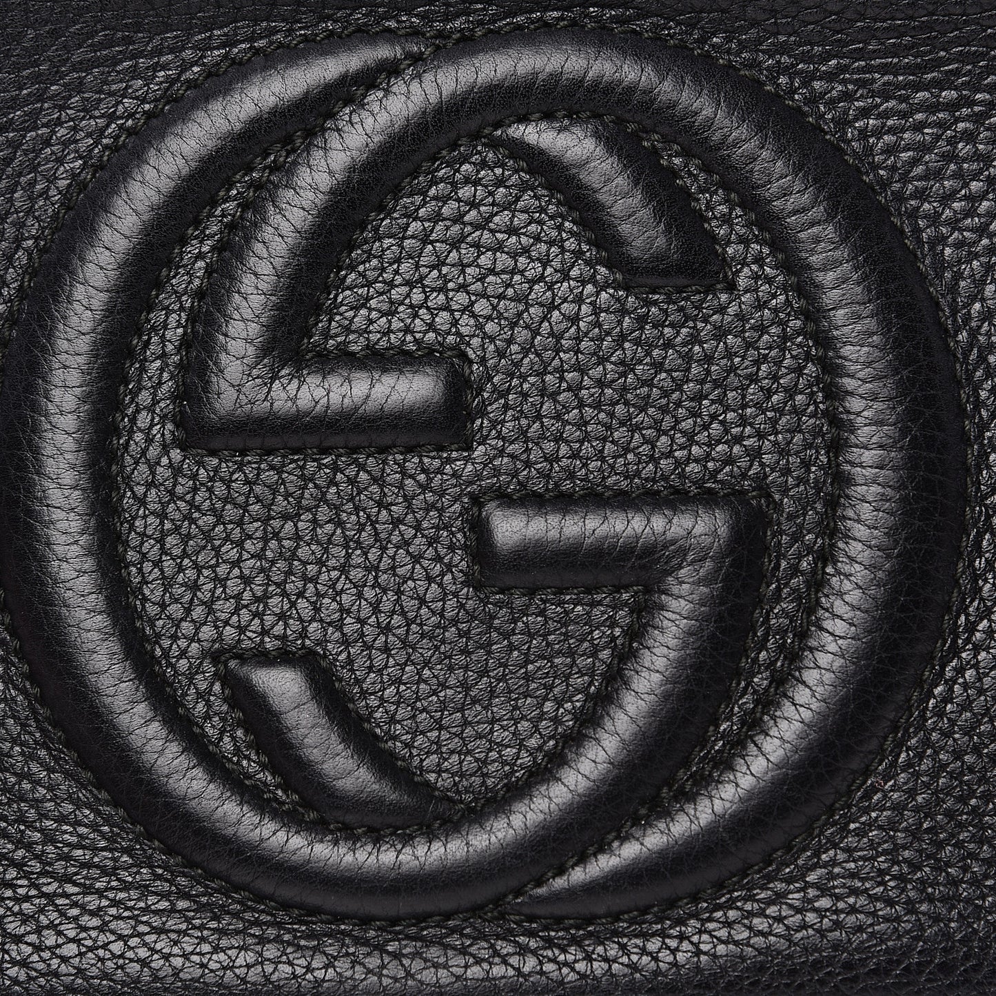 Pebbled Calfskin Small Soho Disco Bag Black