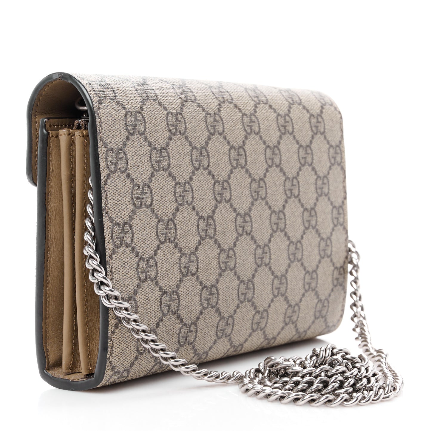 GG Supreme Monogram Mini Dionysus Chain Wallet Beige Taupe