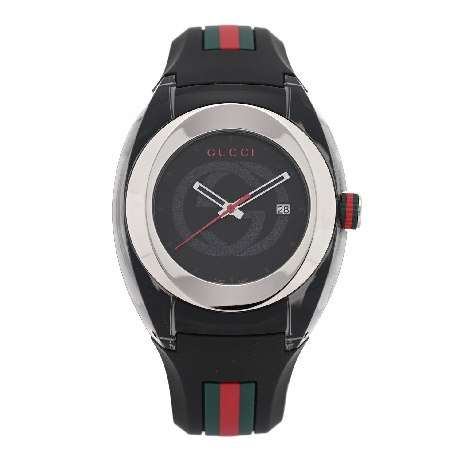 Gucci Stainless Steel Rubber 46mm Sync Web Quartz Watch Black 1 of 4