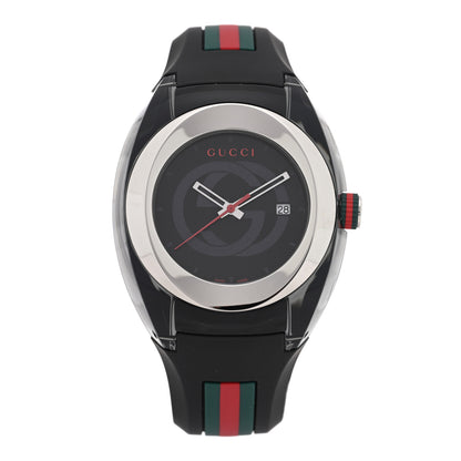 Gucci Stainless Steel Rubber 46mm Sync Web Quartz Watch Black 1 of 4