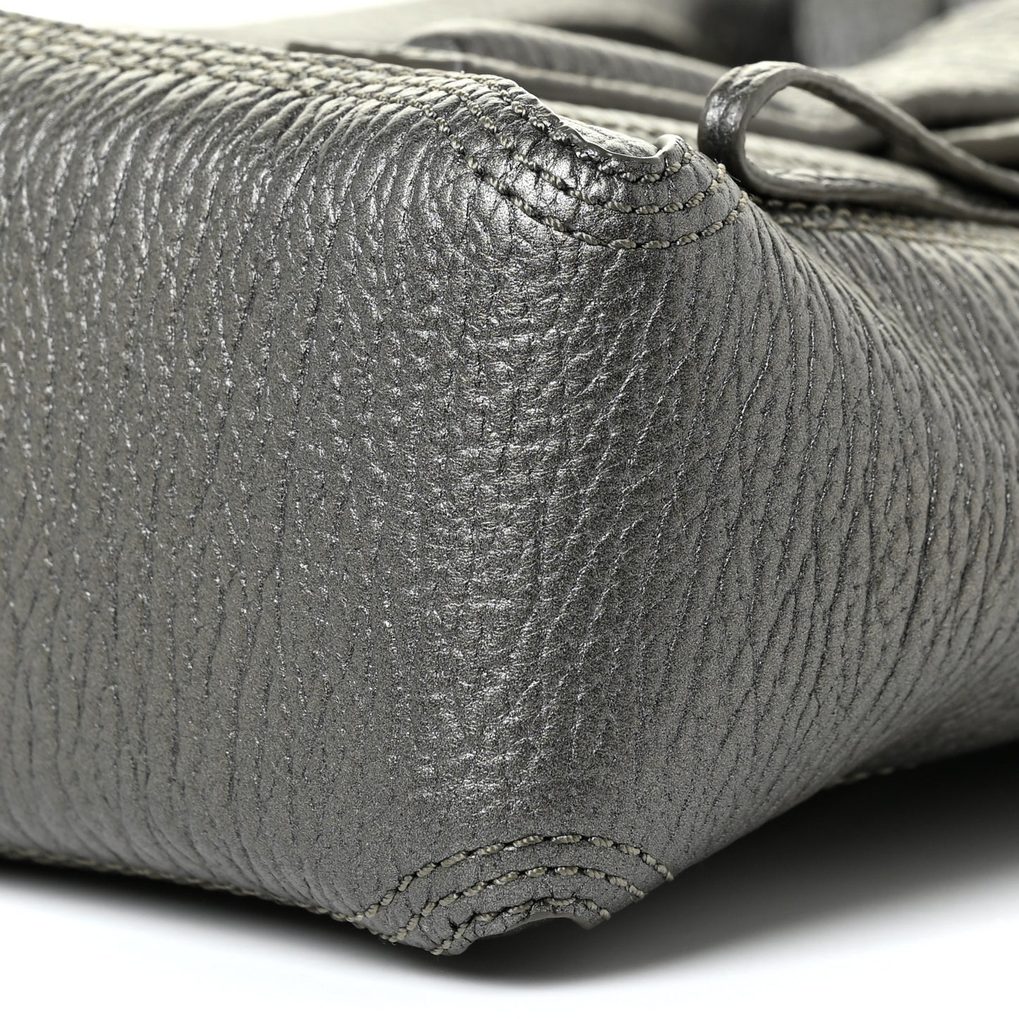 Metallic Textured Calfskin Mini Pashli Satchel Silver