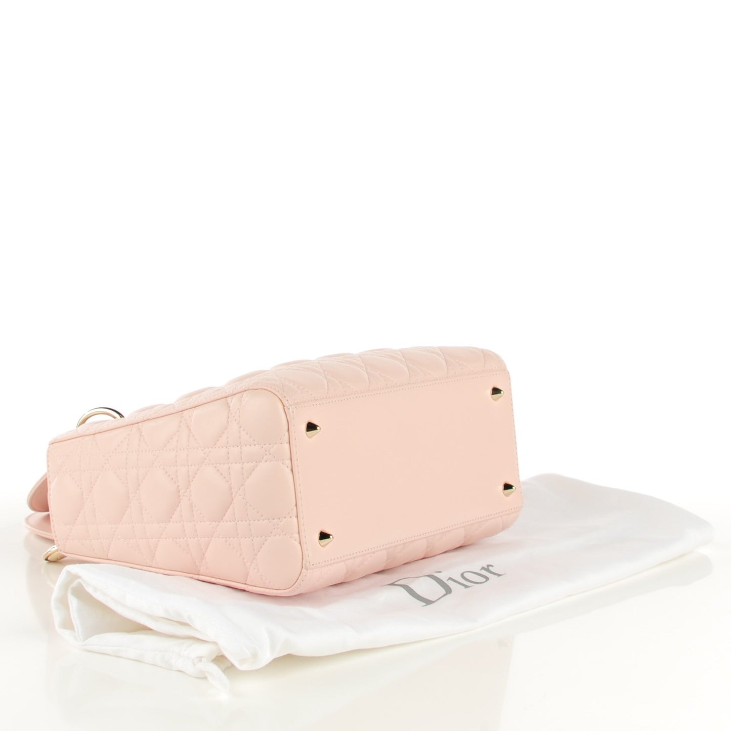 Lambskin Cannage Medium Lady Dior Rose Poudre