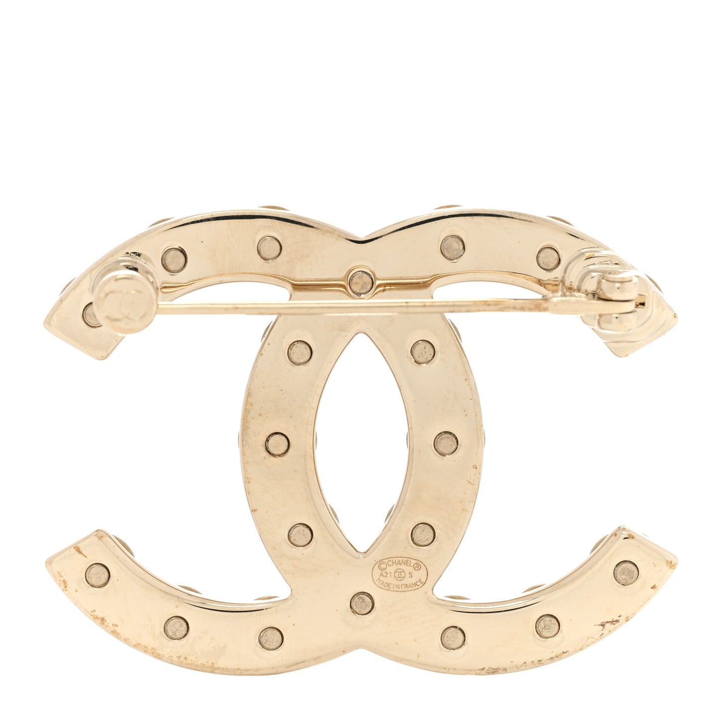 Crystal CC Brooch Gold
