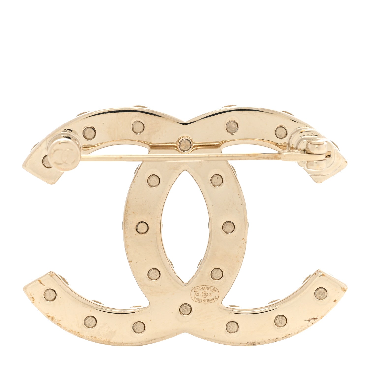 Chanel Crystal CC Brooch Gold 3 of 8