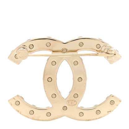 Chanel Crystal CC Brooch Gold 3 of 8