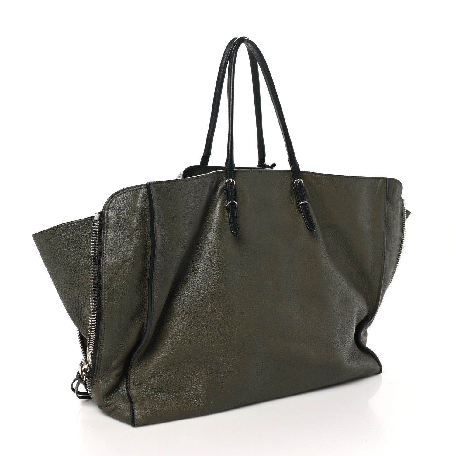 Balenciaga Supple Calfskin Papier A4 Zip Around Tote Green Black 3 of 10