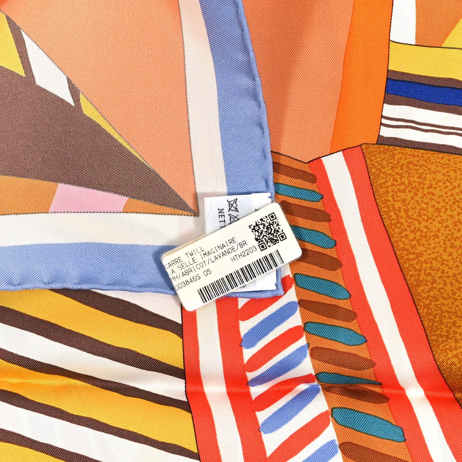 Hermes Silk La Selle Imaginaire Scarf 90 Abricot Lavande 3 of 5