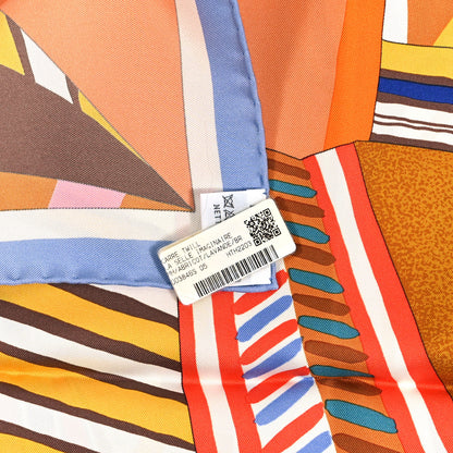 Hermes Silk La Selle Imaginaire Scarf 90 Abricot Lavande 3 of 5