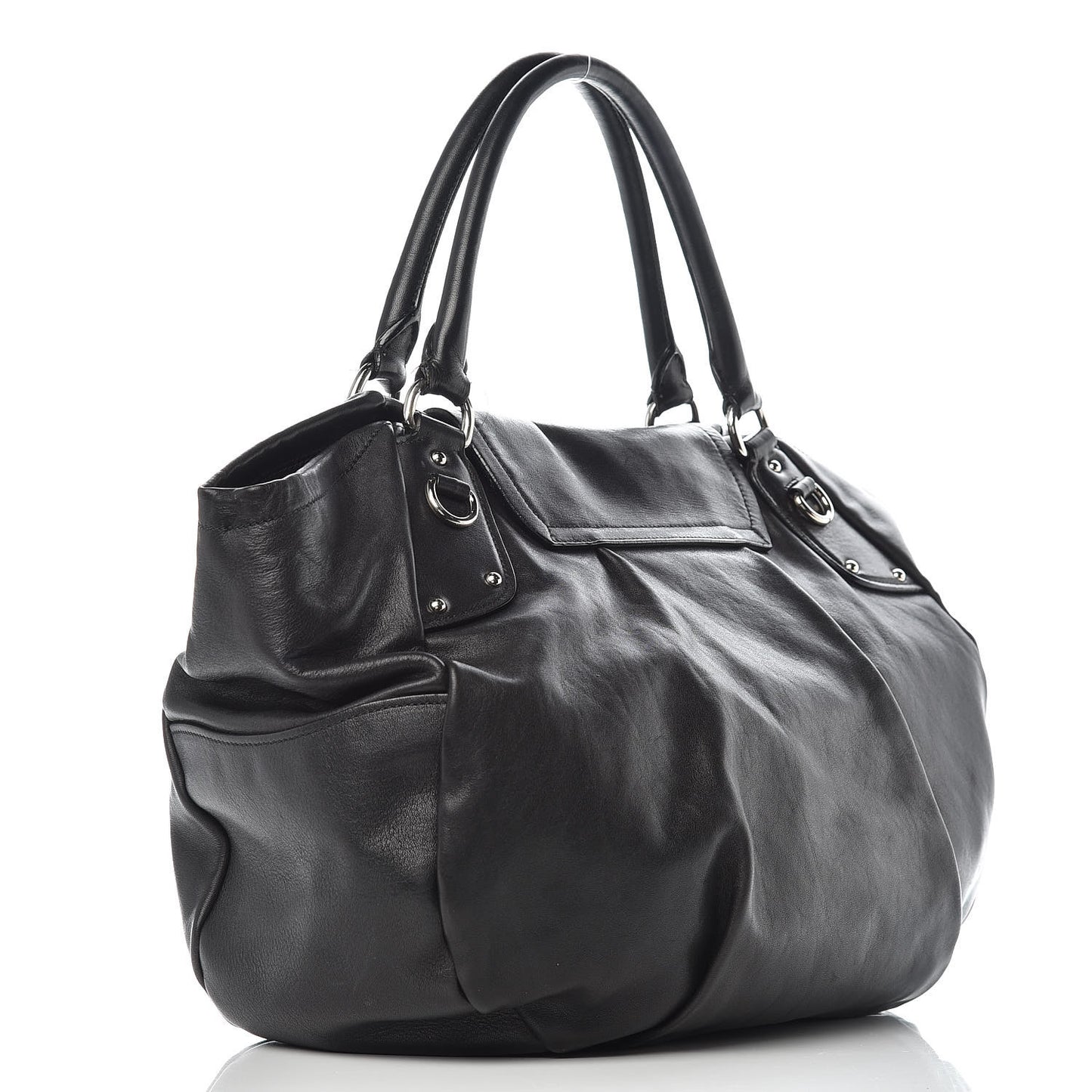 Soft Calfskin Flap Shoulder Bag Black