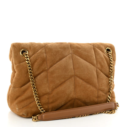 Saint Laurent Suede Calfskin Quilted Small Loulou Puffer Monogram Chain Satchel Cinnamon 3 of 11