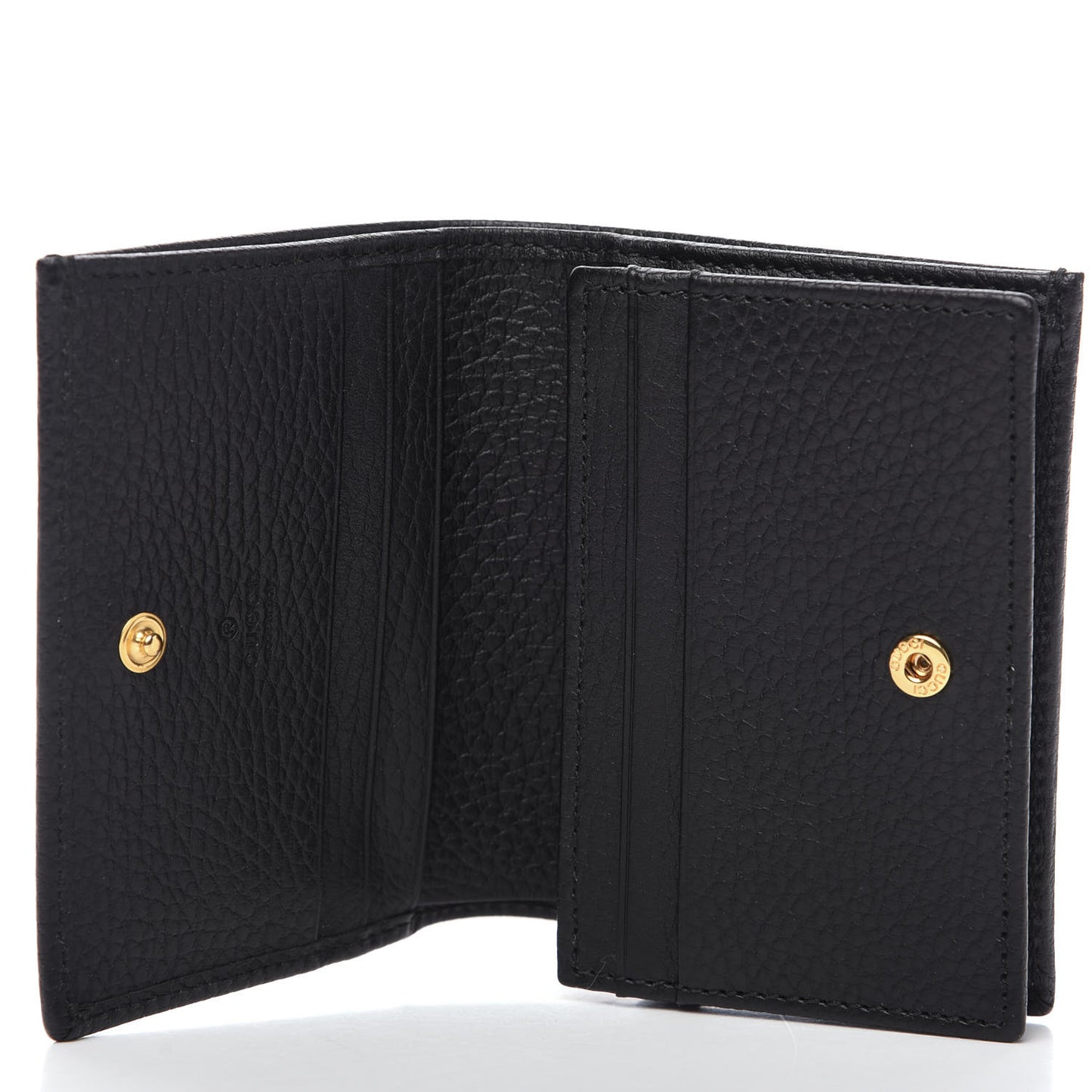 Pebbled Calfskin GG Marmont Card Case Black