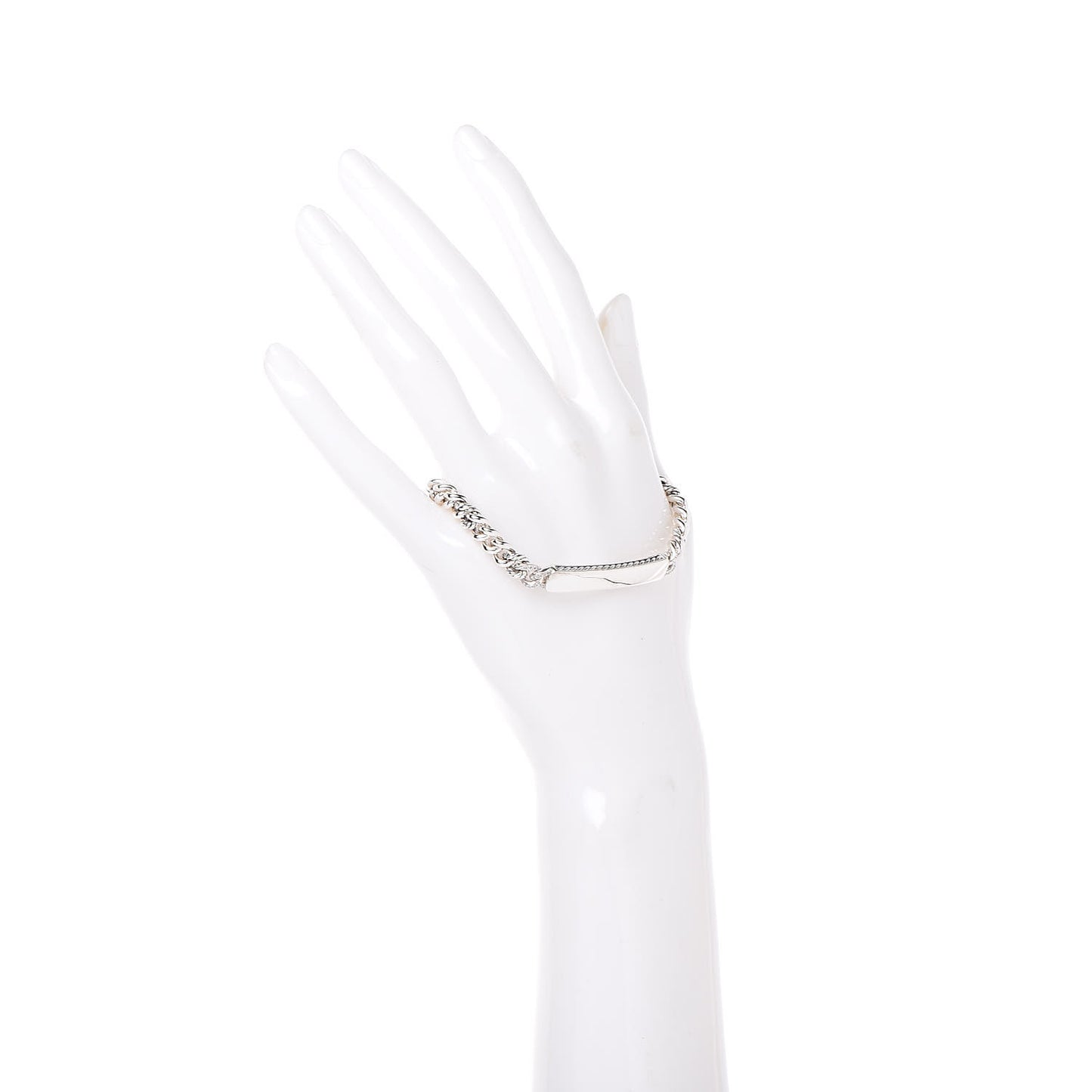 Sterling Silver Diamond 7mm Petite Pave Curb Link ID Bracelet