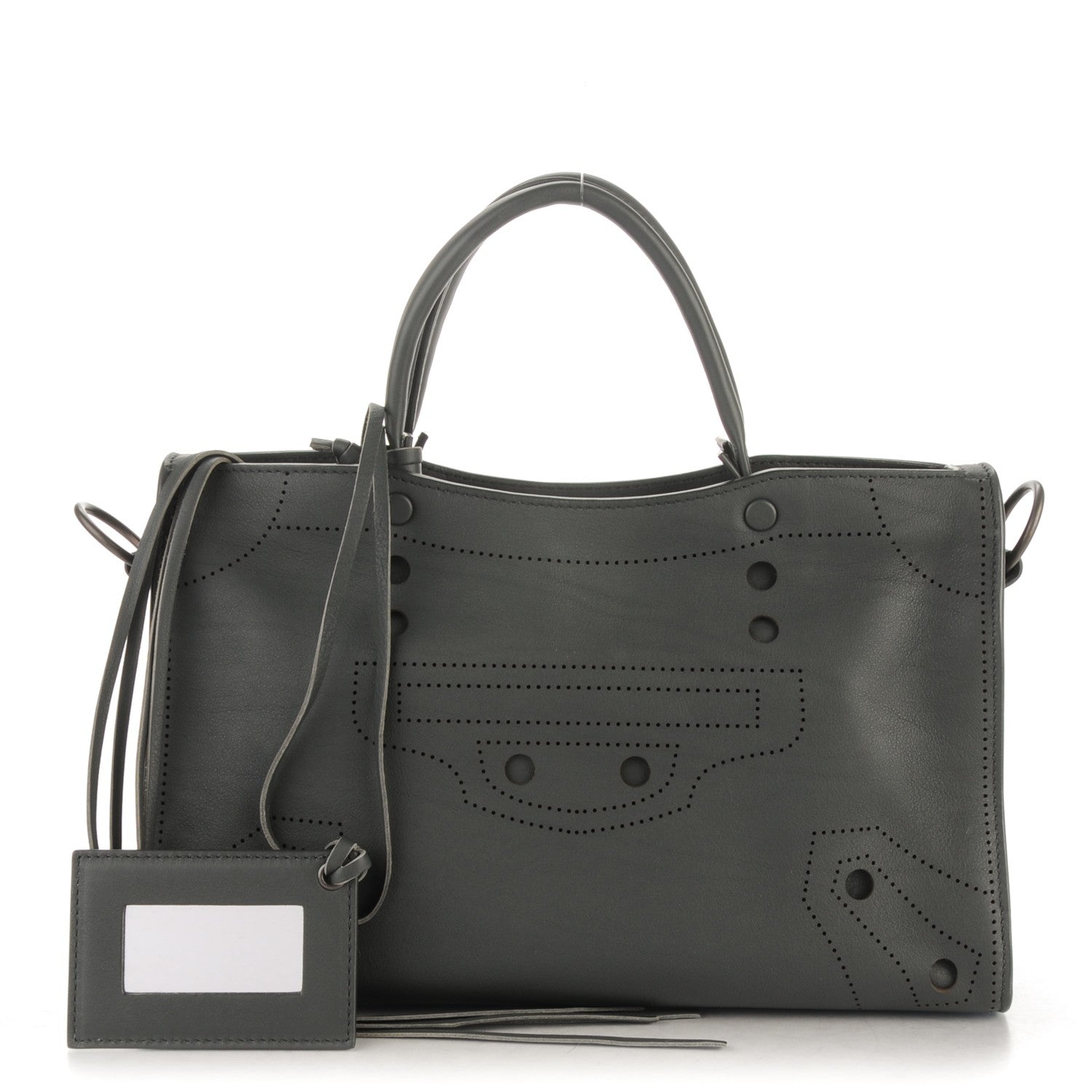 Balenciaga Veau Soyeux Perforated Blackout Hardware S City Gris Fossile 1 of 8