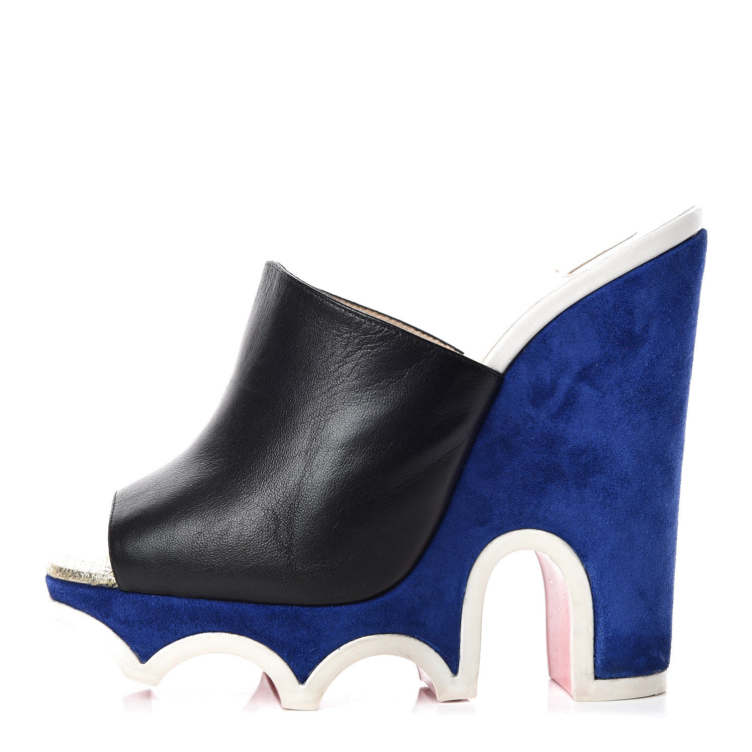 Christian Louboutin Nappa Suede Mulacramp 140 Sandals 38 Black Blue 1 of 12