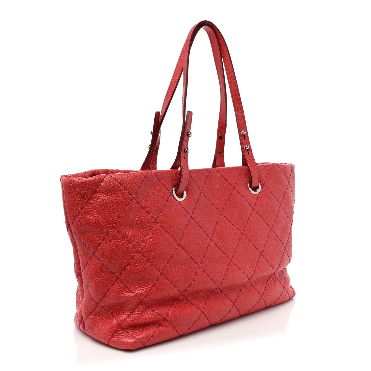Chanel Glazed Calfskin Large On The Road Tote Red 3 of 18