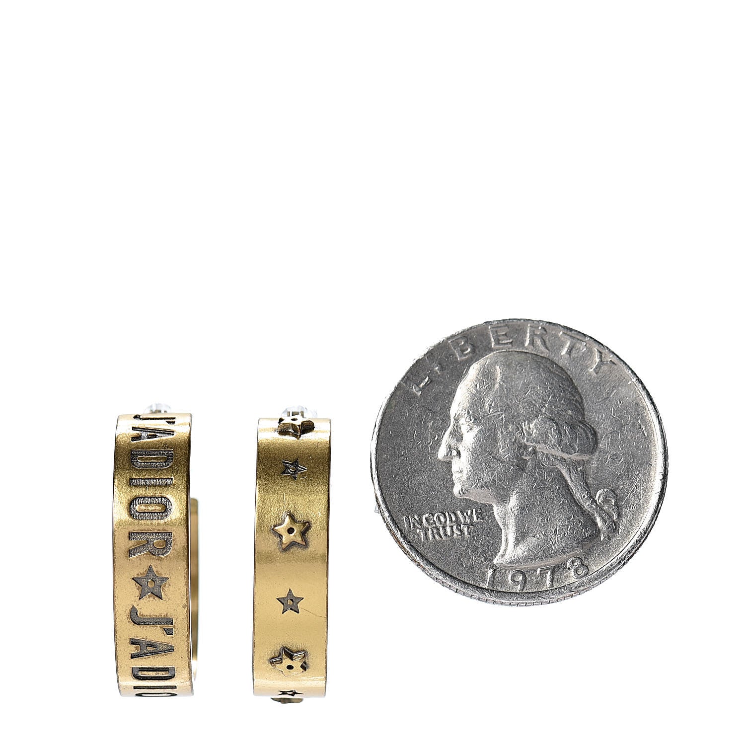 Christian Dior Metal Small J'Adior Star Hoop Earrings Aged Gold 2 of 4
