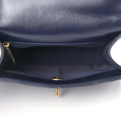 Chanel Shiny Lambskin Flap Clutch With Chain Bleu Marine 5 of 11