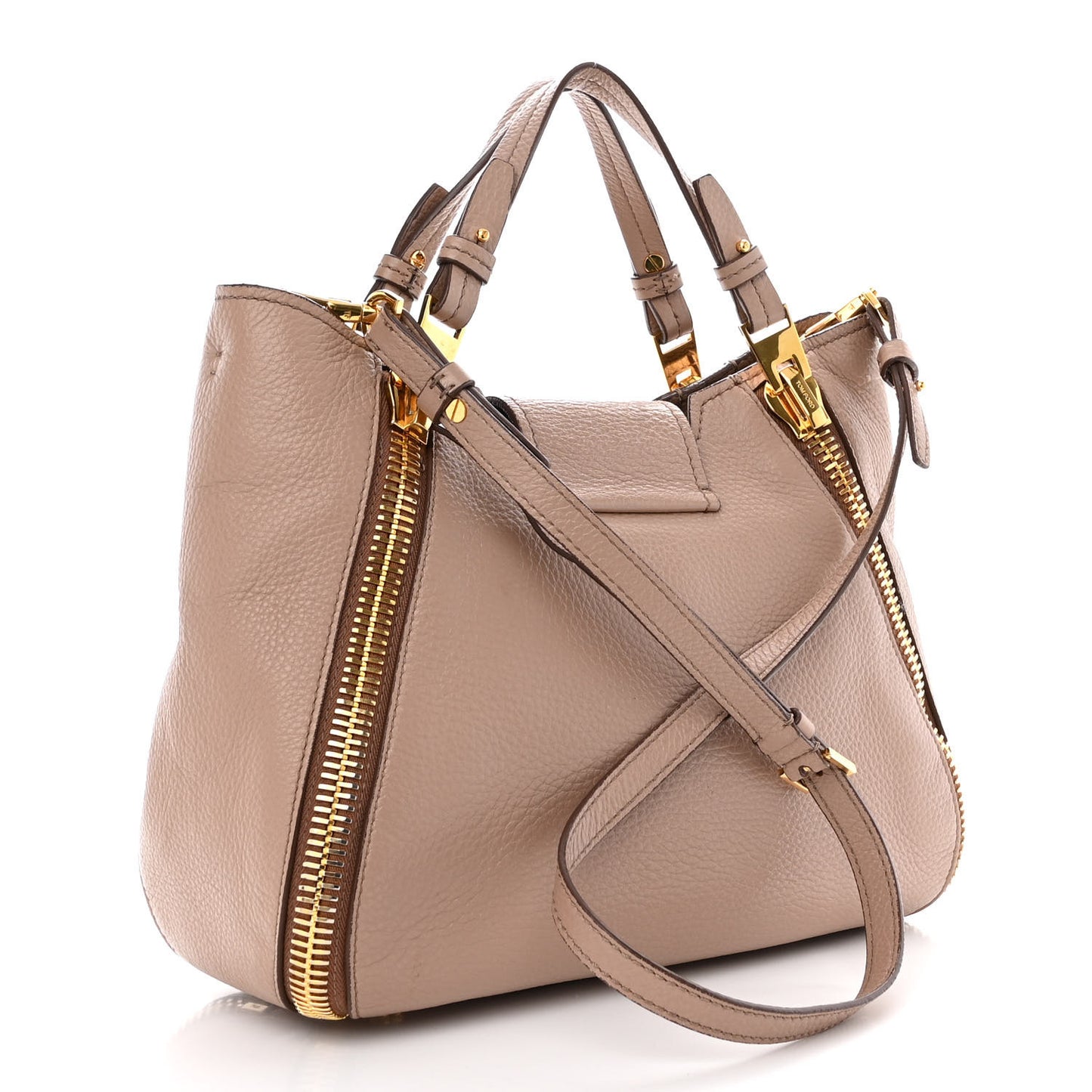 Grained Calfskin Sedgwick Medium Zipper Tote Taupe