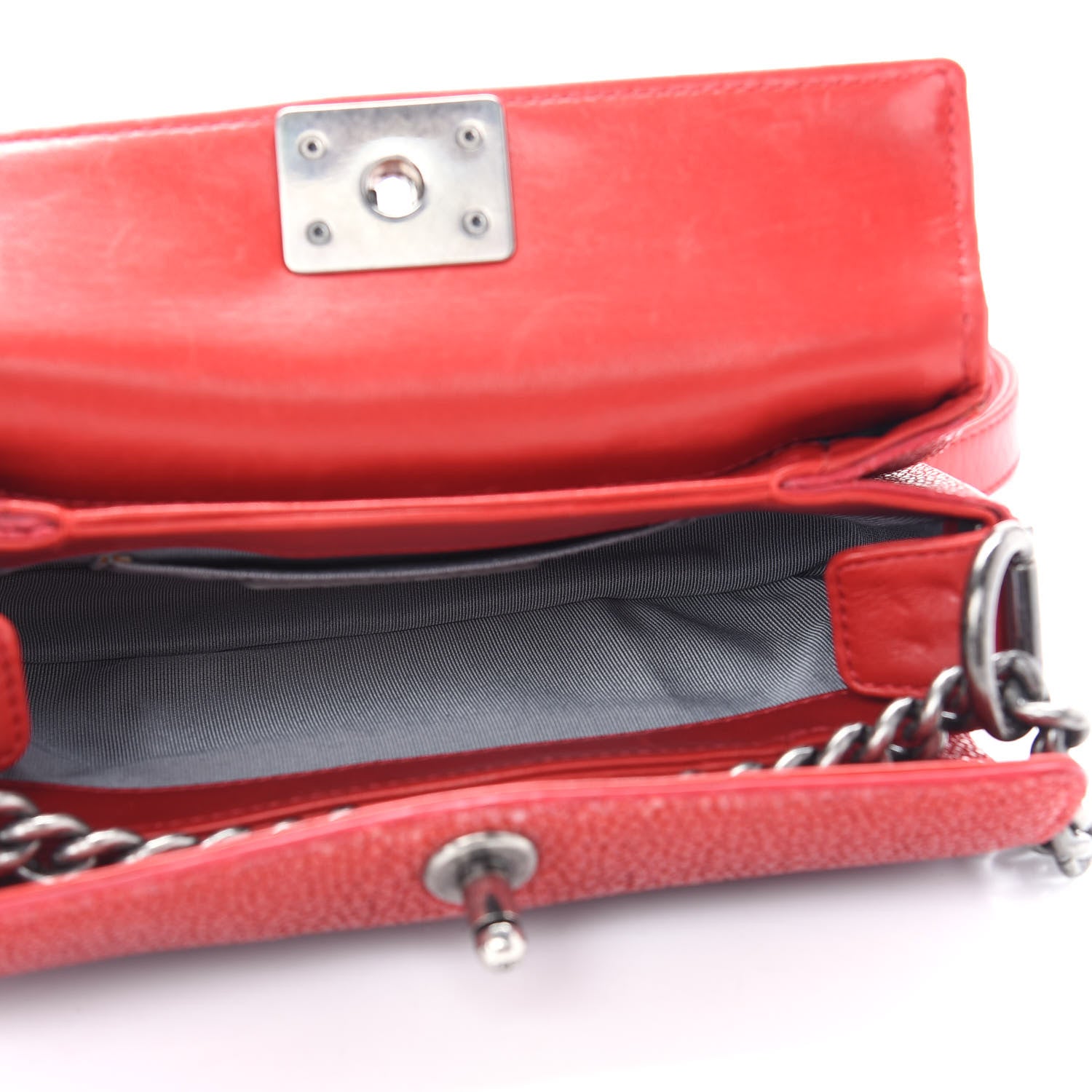 Chanel Galuchat Stingray Calfskin Boy Crossbody Red 5 of 10