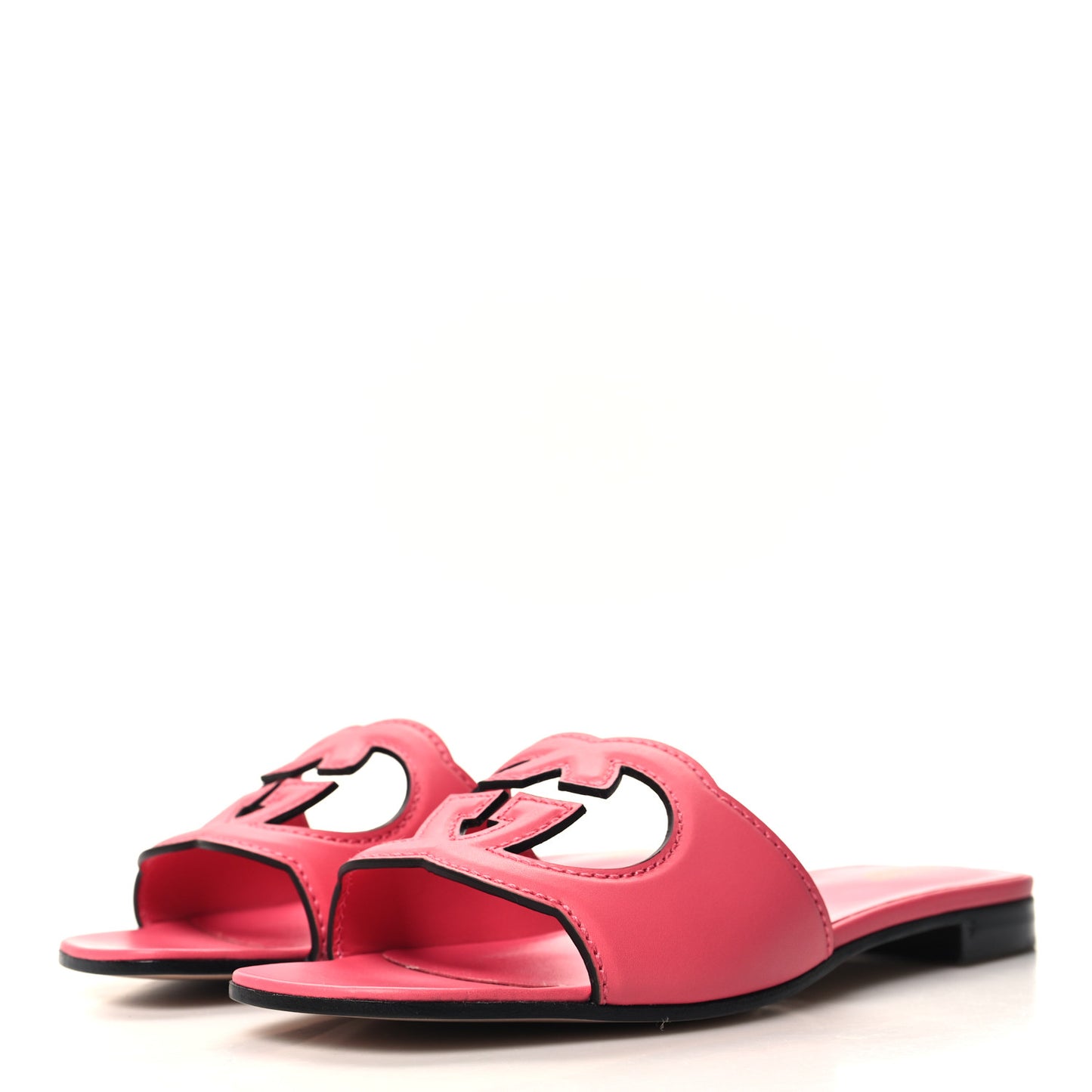 Cosmos Softy Calfskin Interlocking G Cut Out Slide Sandals 38.5 Rhodamine Pink