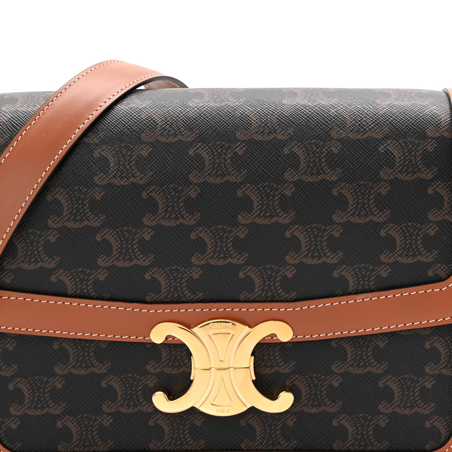 Celine Triomphe Canvas Calfskin Medium Triomphe Bag Tan 8 of 10