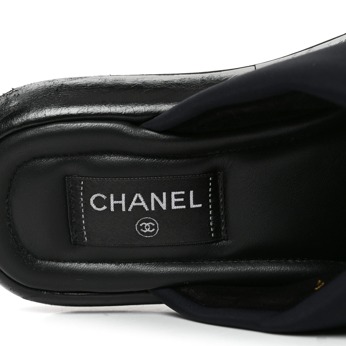 Chanel Fabric CC Mules Sandals 38 Black 7 of 8
