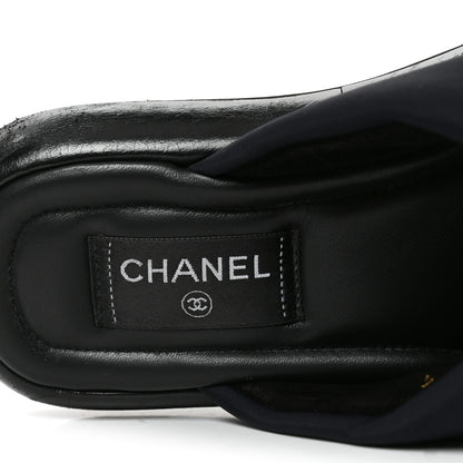 Chanel Fabric CC Mules Sandals 38 Black 7 of 8
