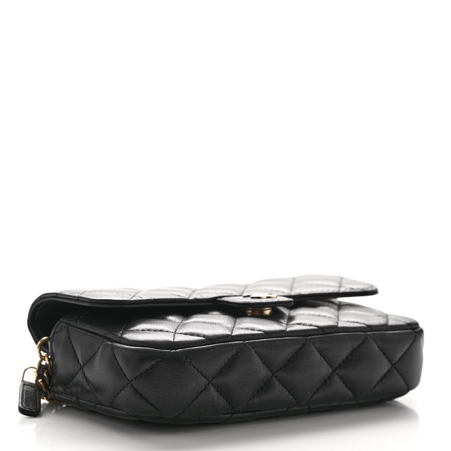 Chanel Lambskin Quilted Flap Phone Holder With Chain Black 4 of 13