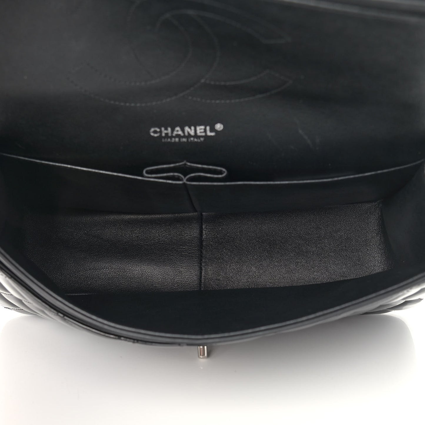 Patent Quilted Jumbo Double Flap Black