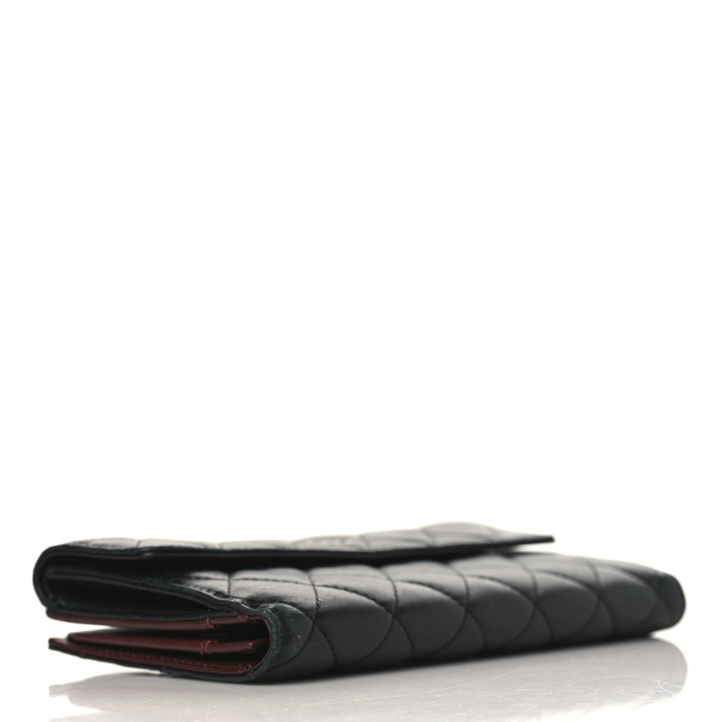 Lambskin Quilted Long Flap Wallet Black