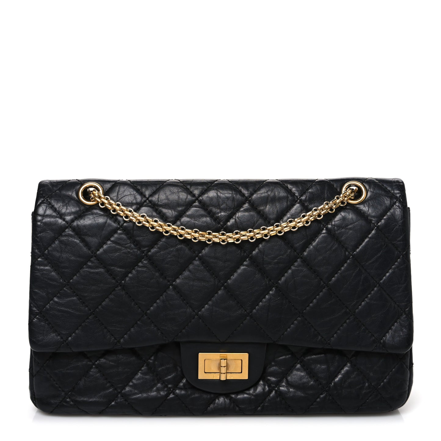 Aged Calfskin Quilted 2.55 Reissue 227 Flap Black