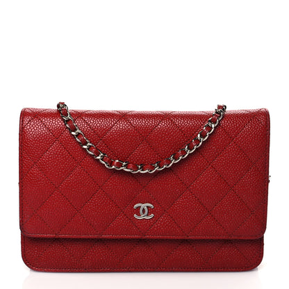 Chanel Caviar Quilted Wallet On Chain WOC Red 1 of 11