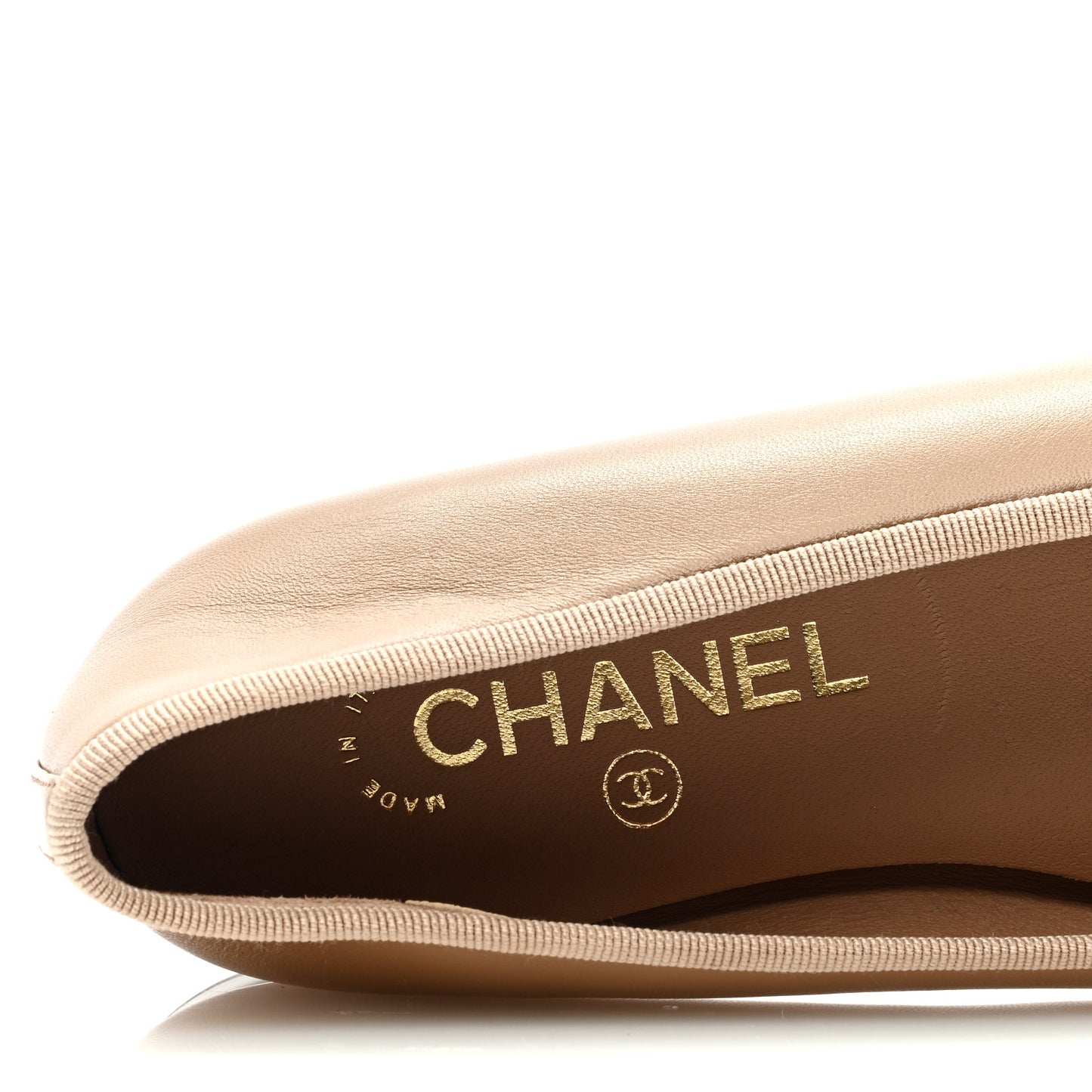Lambskin Cap Toe CC Ballerina Flats 37.5 Beige Black