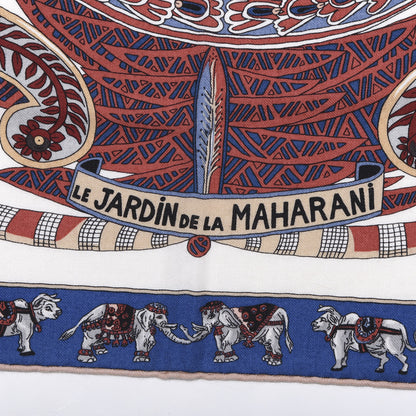 Hermes Cashmere Silk Le Jardin De La Maharani Shawl 140 Ivory Bleu Bois De Rose 5 of 5