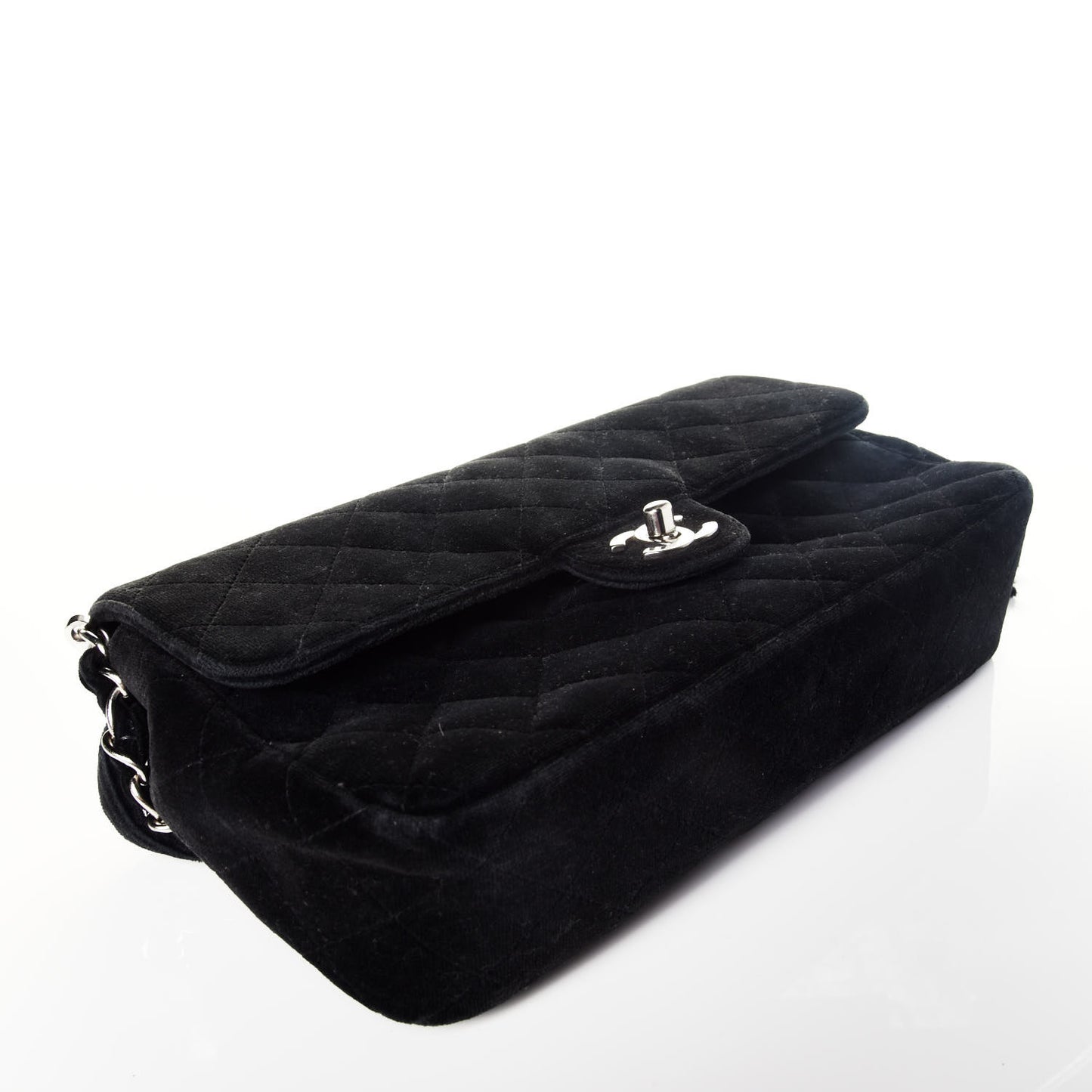 Velvet Quilted Flap Backpack Black