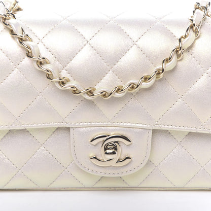 Chanel Iridescent Lambskin Quilted Mini Rectangular Flap Ivory 11 of 12