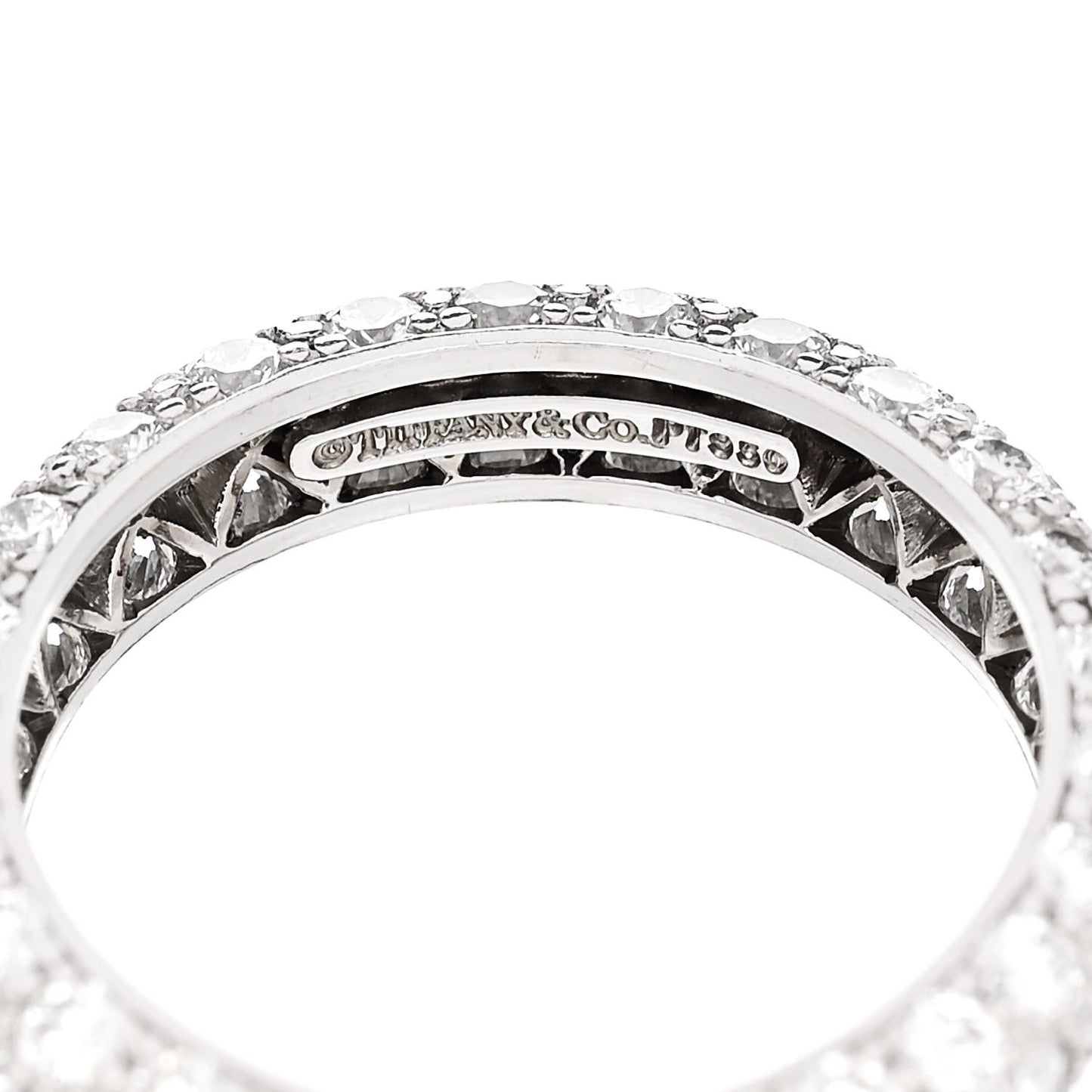 Platinum Diamond Etoile Three-Row Band Ring 49 5