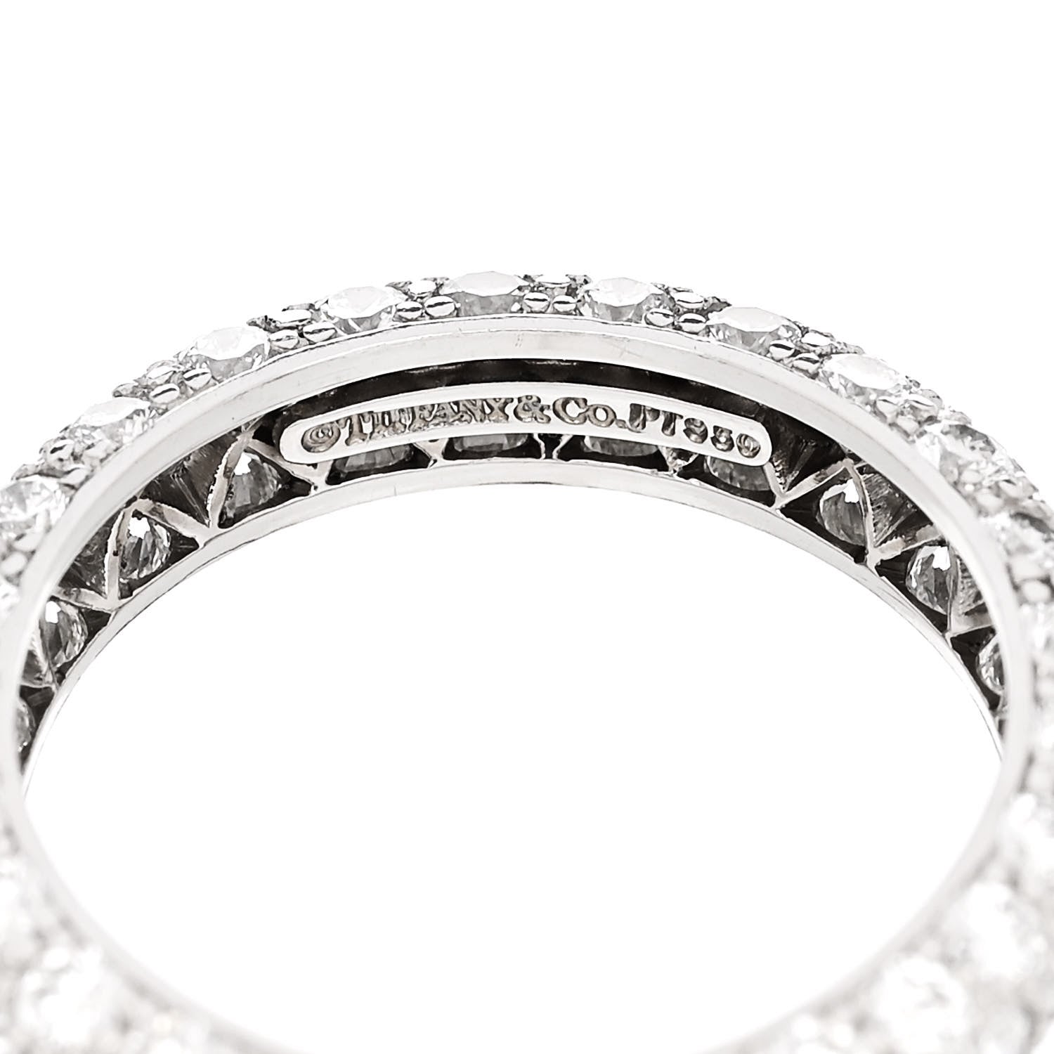 Tiffany Platinum Diamond Etoile Three-Row Band Ring 49 5 4 of 5
