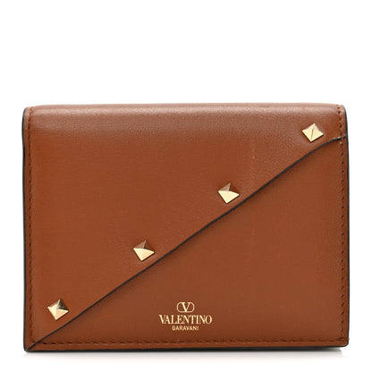Valentino Garavani Vitello Rockstud Compact Wallet Bright Cognac 1 of 9