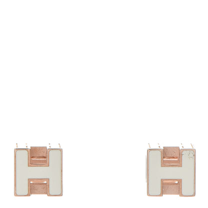 Hermes Rose Gold Plated Cage d'H Earrings White 1 of 6