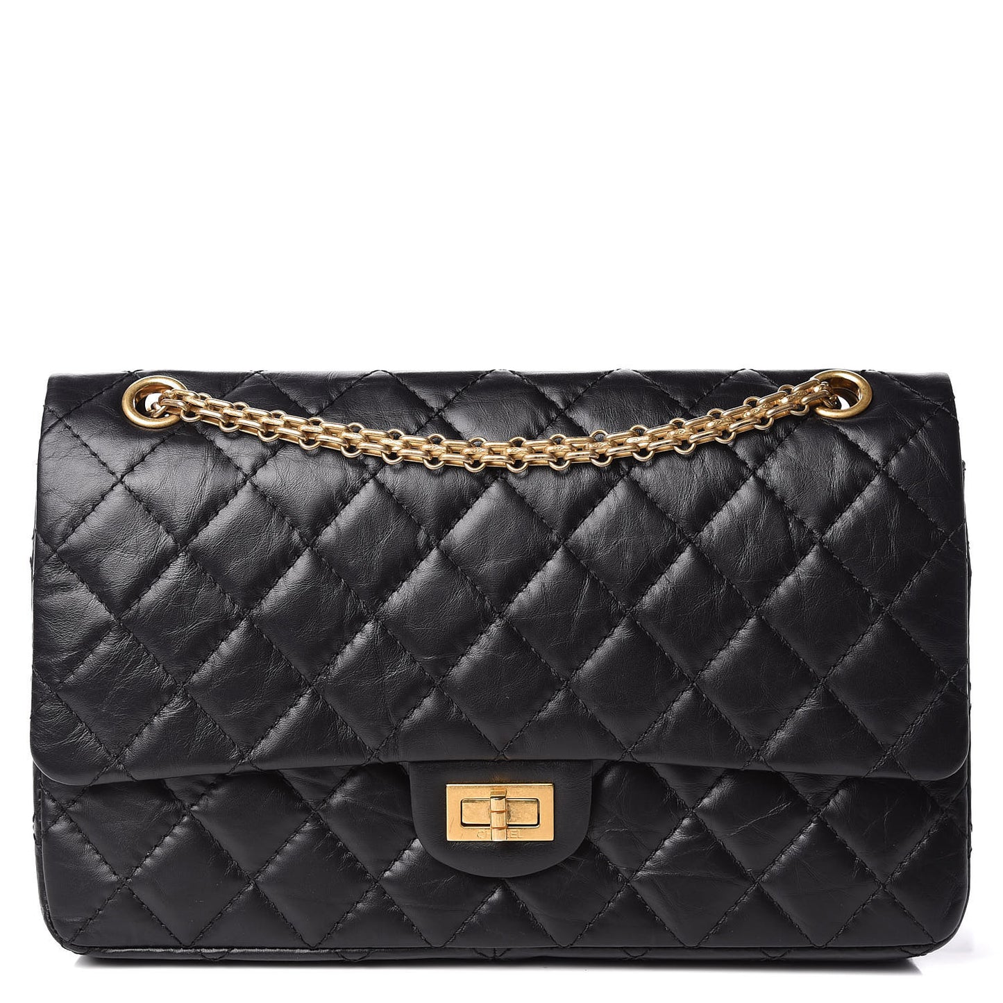 Aged Calfskin Quilted 2.55 Reissue 226 Flap Black