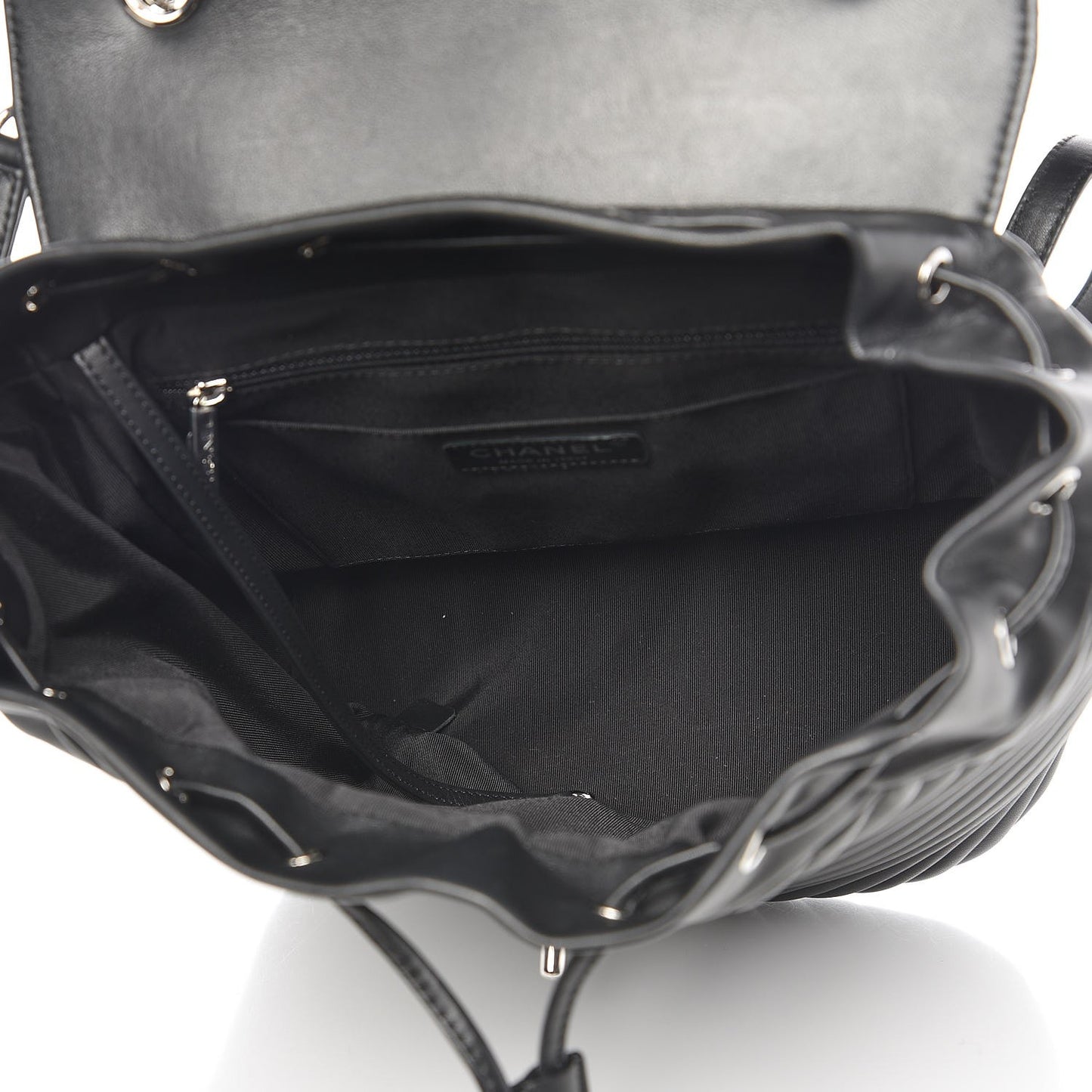Calfskin Chevron Quilted Large Urban Spirit Backpack Black