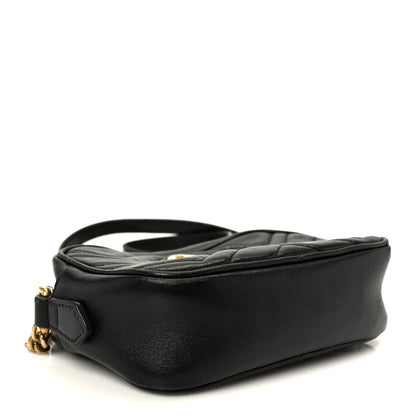 Gucci Calfskin Matelasse Mini GG Marmont Chain Shoulder Bag Black 3 of 10