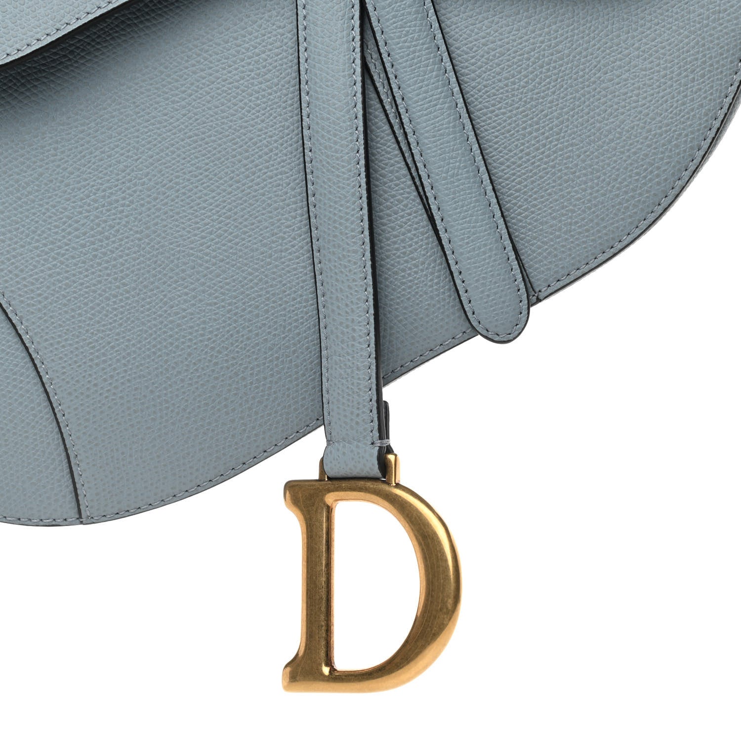Christian Dior Grained Calfskin Saddle Bag Sky Blue 8 of 10