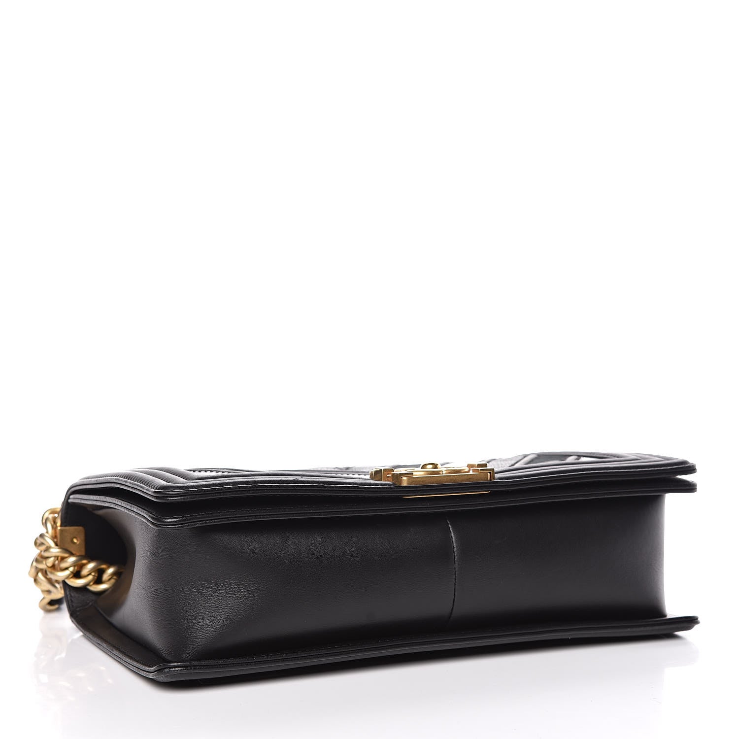 Chanel Calfskin Caviar Suede Chevron New Medium Boy Flap Black 4 of 10