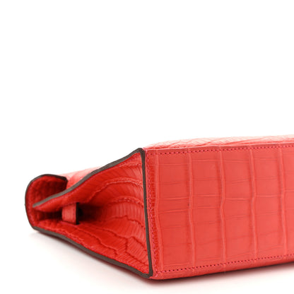 Hermes Matte Alligator Kelly Pochette Bougainvillea 9 of 11